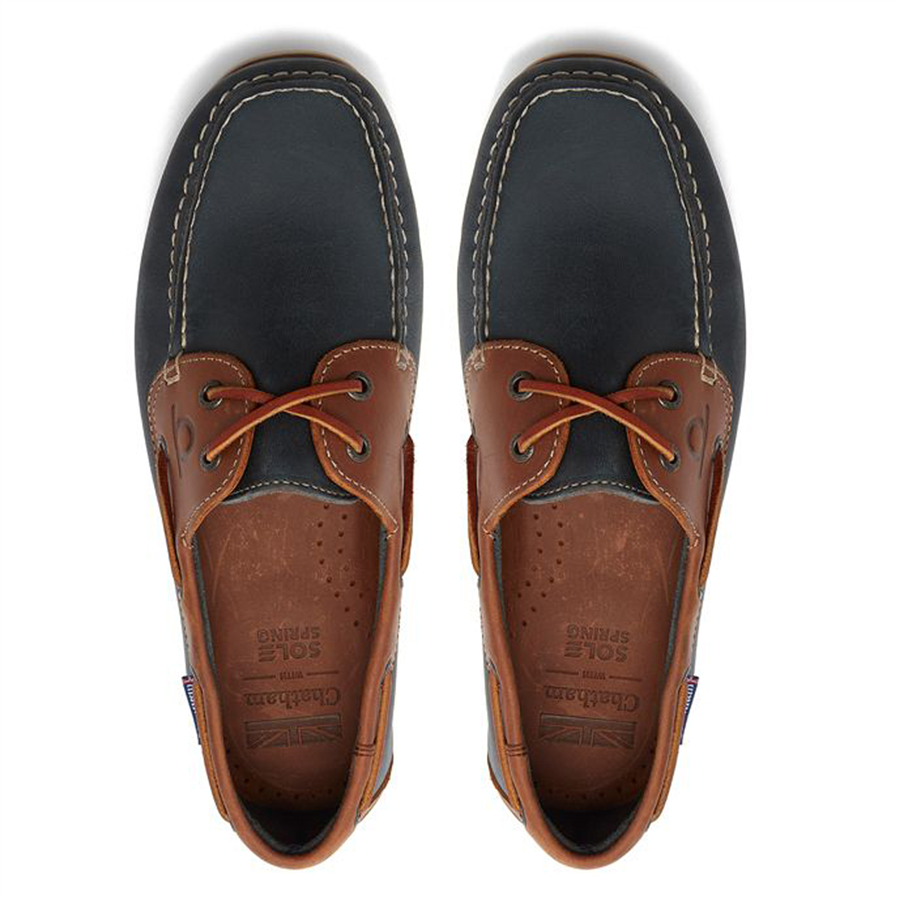 Chatham Whistable Shoes Navy/Tan 7.5 4